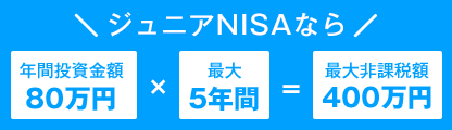 一般NISAなら、年間投資額80万円×最大5年間で、最大非課税額400万円