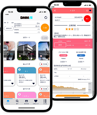 スマホアプリ『DMM株』 かんたんモードの画面イメージ